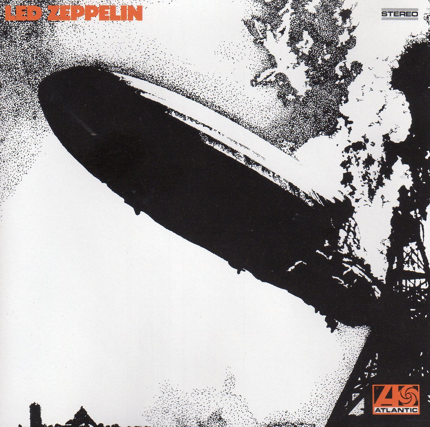 Cover de l'album Led Zeppelin I de Led Zeppelin. C'est une photo en noir et blanc du zeppelin Hindenburg en train de br&ucirc;ler.