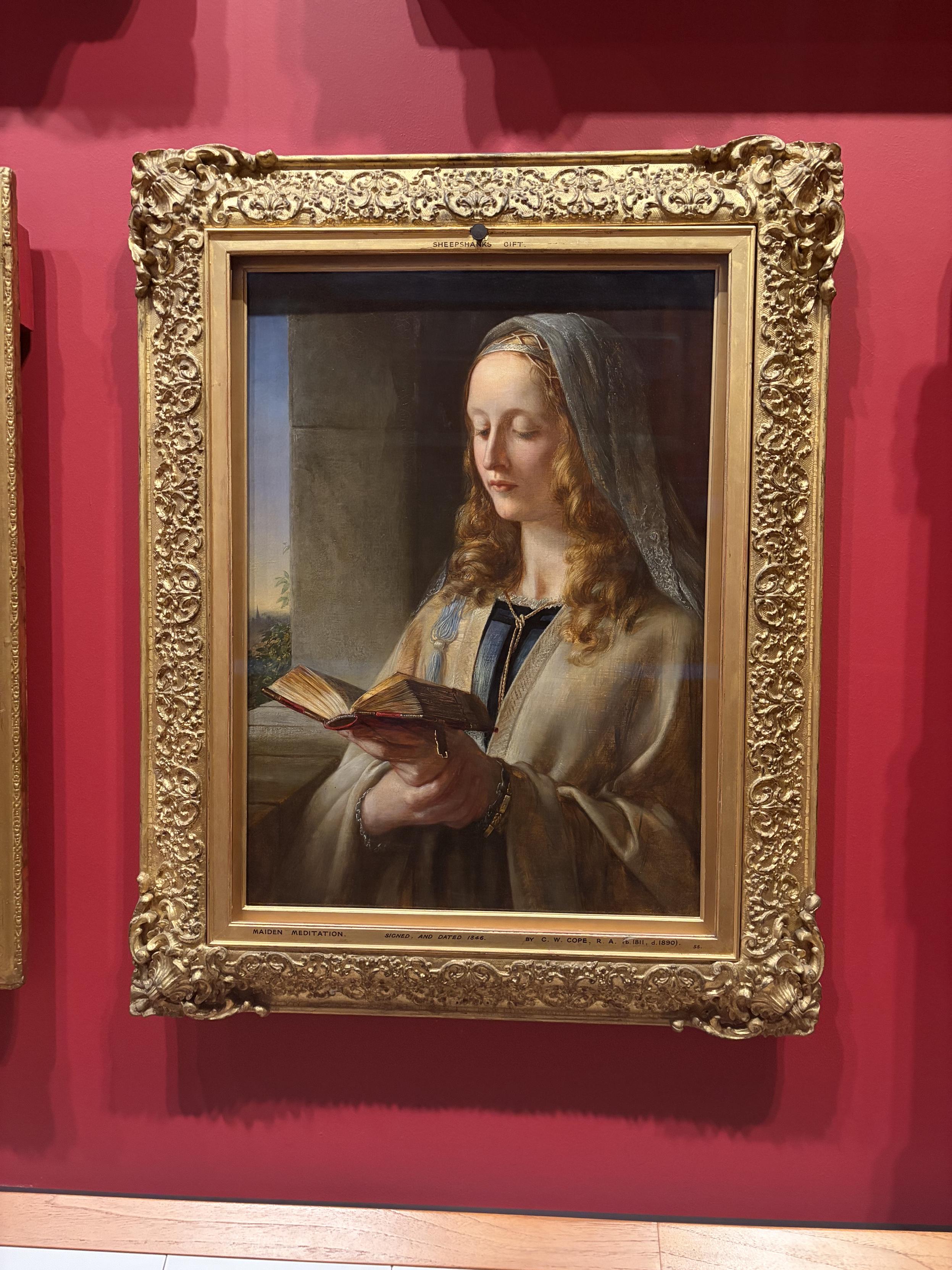 Peinture une jeune femme lisant un livre, l&rsquo;air concentr&eacute;